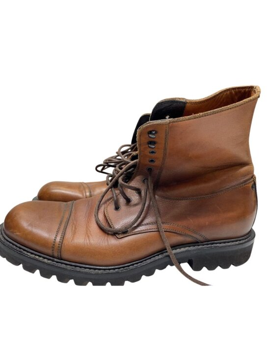 Sergio Rossi Men\'s Brown Leather Cap Toe Lace-Up Combat Boots Size 9 main image 6